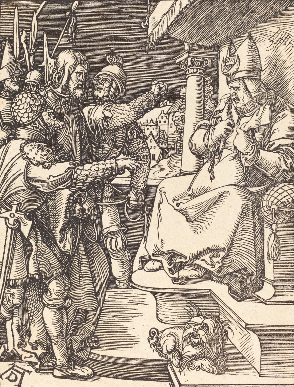 Chrystus przed Kajfaszem, prawdopodobnie ok. 15091510. autorstwa Albrecht Dürer