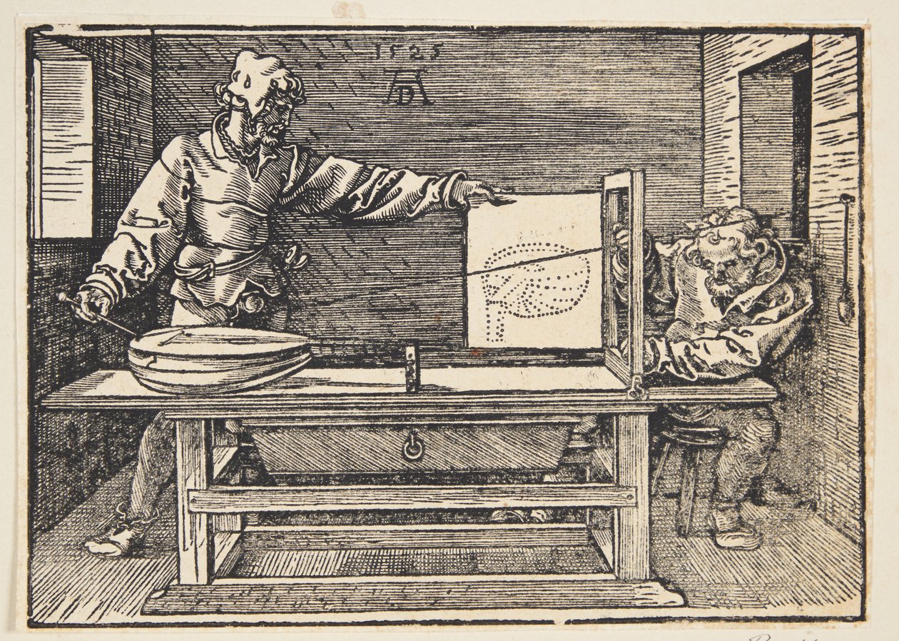 Rysownik rysujący lutnię autorstwa Albrecht Dürer