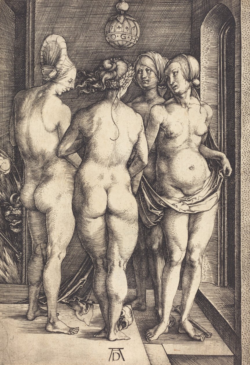 Cztery nagie kobiety, 1497. autorstwa Albrecht Dürer