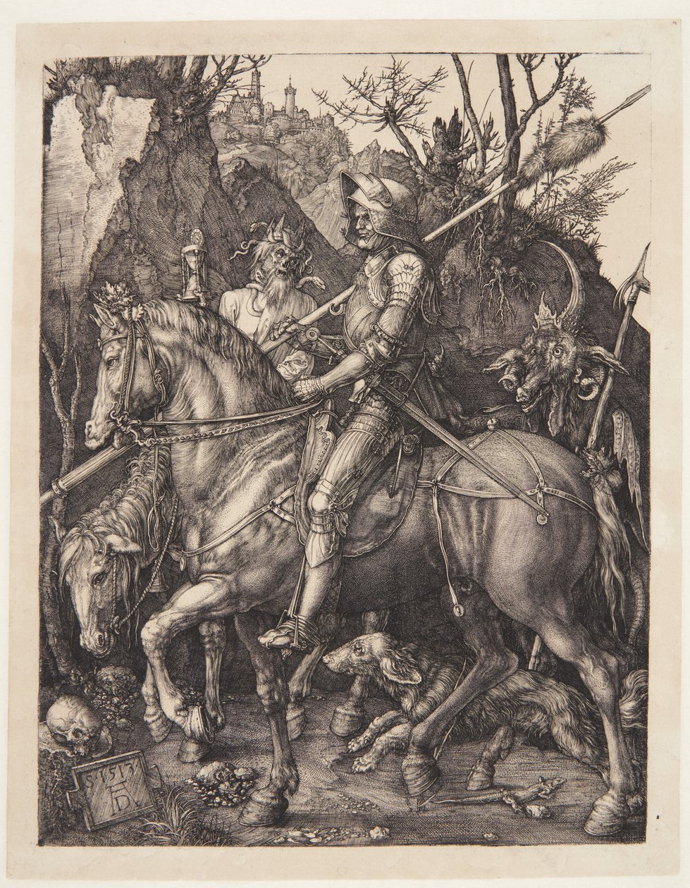 Rycerz, śmierć i diabeł autorstwa Albrecht Dürer