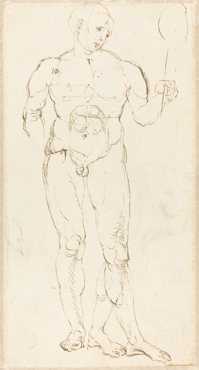 Akt męski trzymający lustro [rekto] autorstwa Albrecht Dürer
