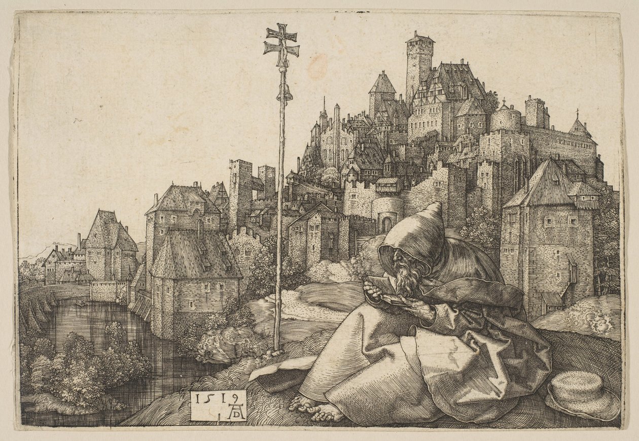 Św. Antoni czytanie, 1519. autorstwa Albrecht Dürer