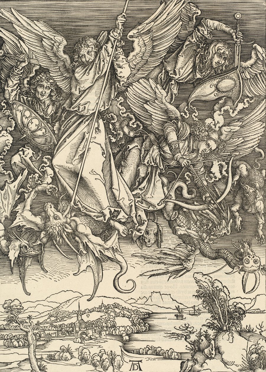 Święty Michał walczący ze smokiem, 1498. autorstwa Albrecht Dürer