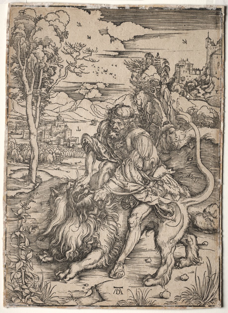 Samson zabija lwa, c. 1496-1497. autorstwa Albrecht Dürer