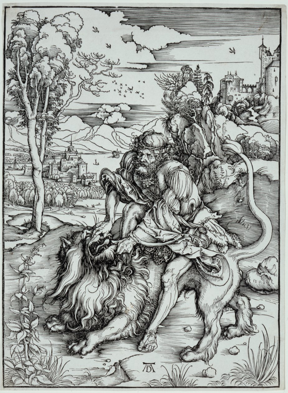 Samson zabija lwa autorstwa Albrecht Dürer