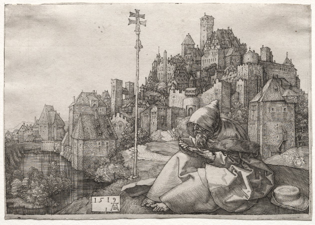 Św. Antoni czytanie autorstwa Albrecht Dürer