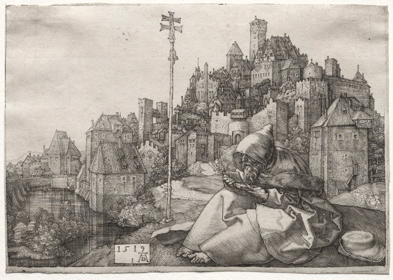 Św. Antoni czytanie, 1519. autorstwa Albrecht Dürer