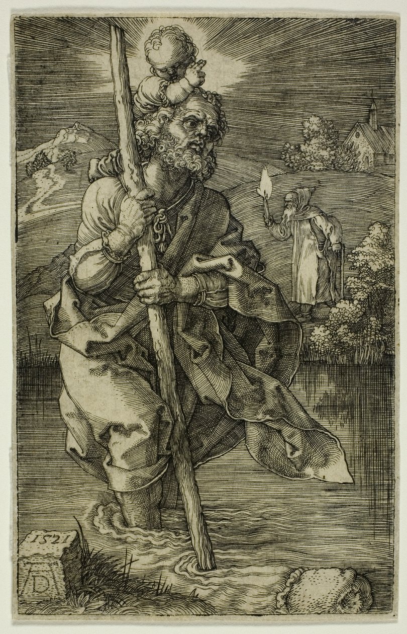 Św. Krzysztof twarzą w prawo autorstwa Albrecht Dürer