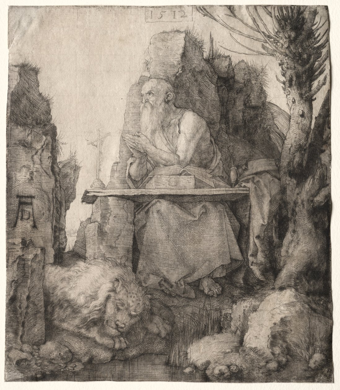 Św. Hieronim siedzący w pobliżu wierzby Pollard autorstwa Albrecht Dürer