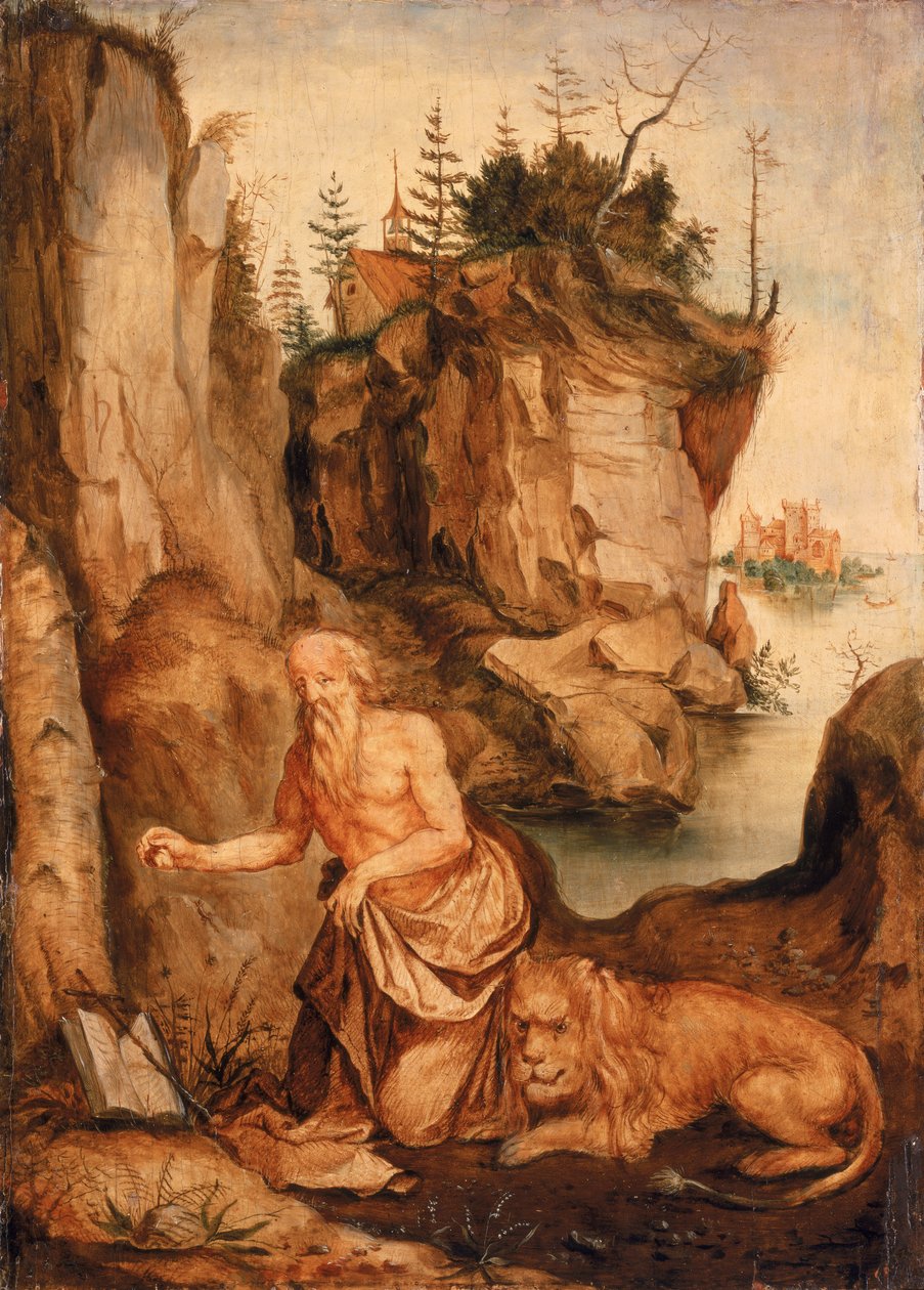 Św. Hieronim i lew, ok. 1500 autorstwa Albrecht Dürer