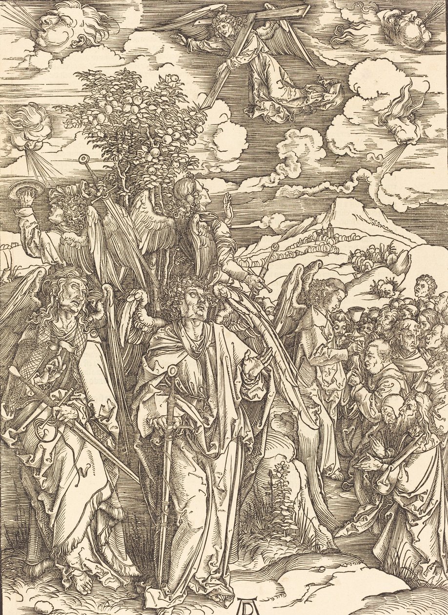 Cztery anioły trzymające wiatry, 1498. autorstwa Albrecht Dürer