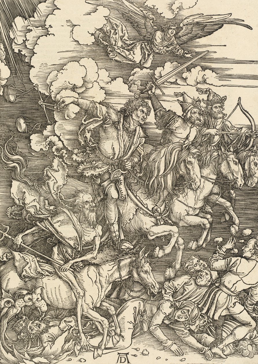Czterej jeźdźcy, 1498. autorstwa Albrecht Dürer
