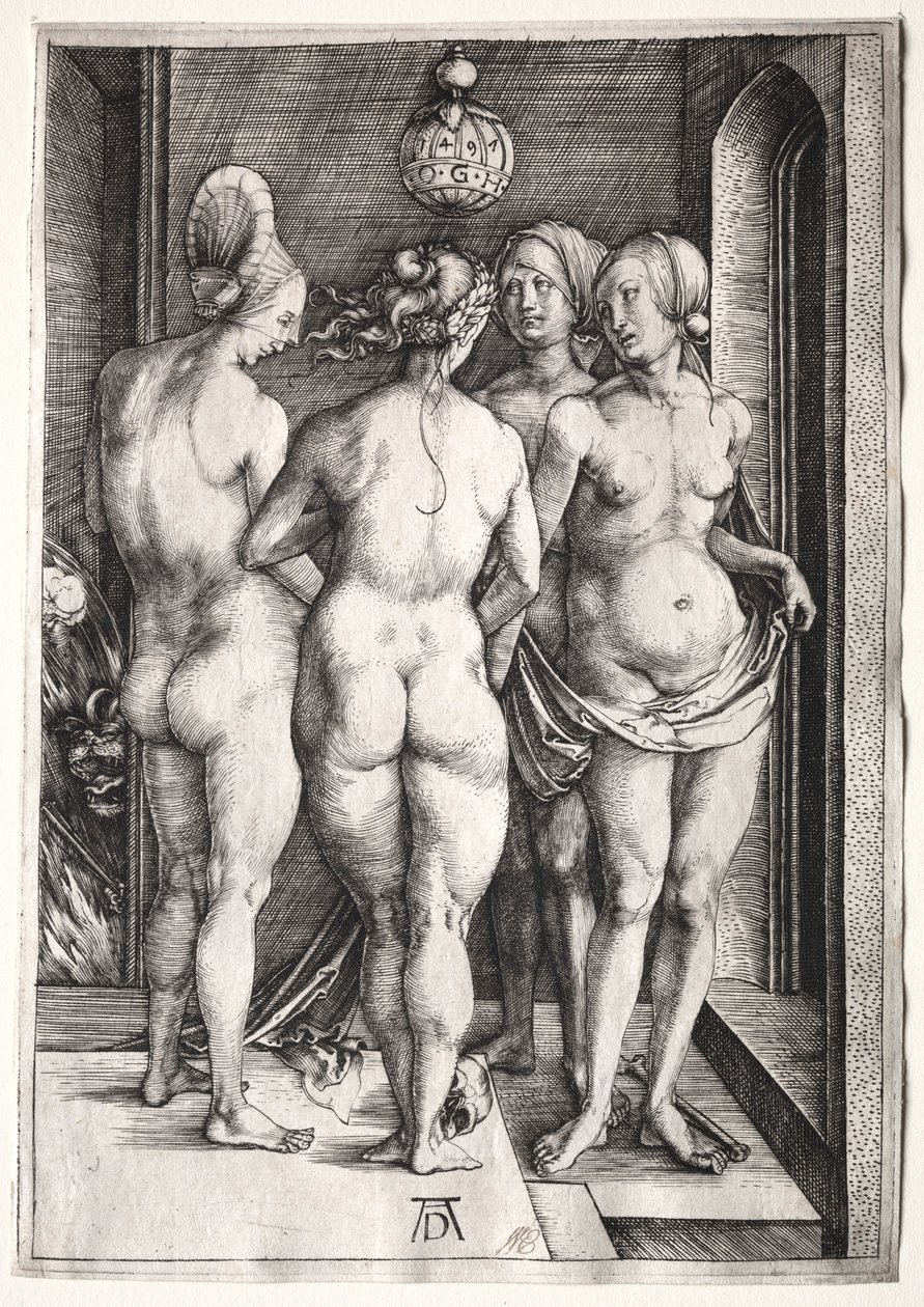 Cztery czarownice Cztery nagie kobiety, 1497. autorstwa Albrecht Dürer