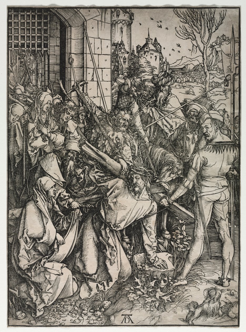Wielka pasja: Chrystus niosący krzyż. autorstwa Albrecht Dürer