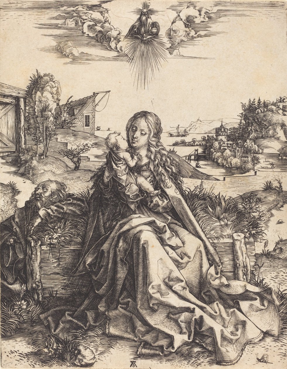 Święta Rodzina z Mayfly, 14951496. autorstwa Albrecht Dürer