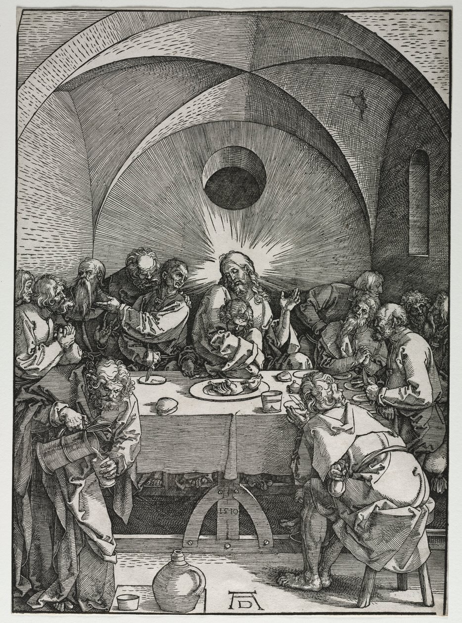 Wielka Pasja: Ostatnia Wieczerza, 1510. autorstwa Albrecht Dürer