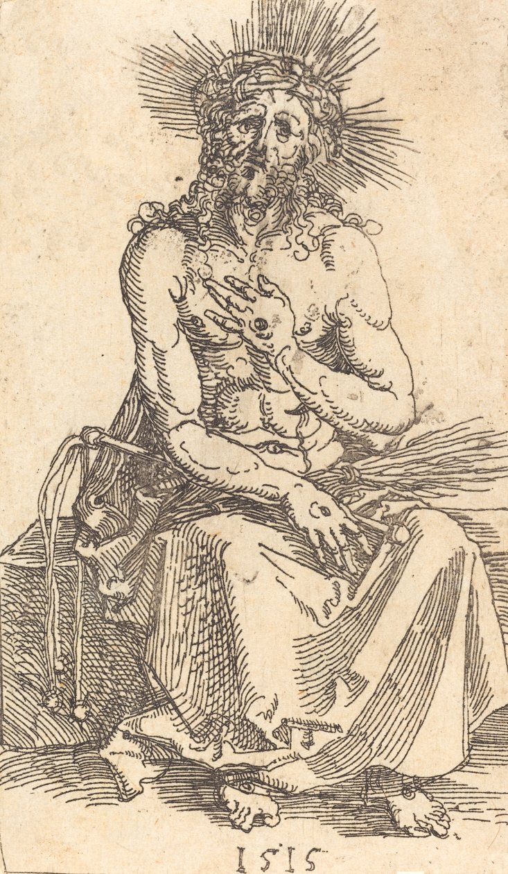 Siedzący Mąż Smutków, 1515. autorstwa Albrecht Dürer