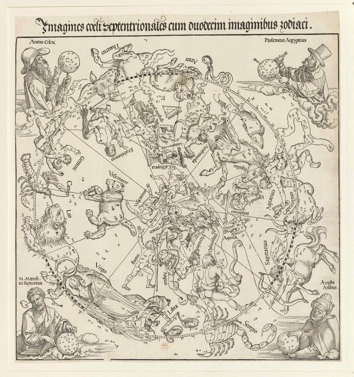 Północna półkula niebieska, 1515. autorstwa Albrecht Dürer