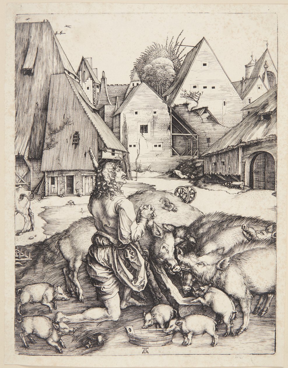 Syn marnotrawny pośród świń autorstwa Albrecht Dürer
