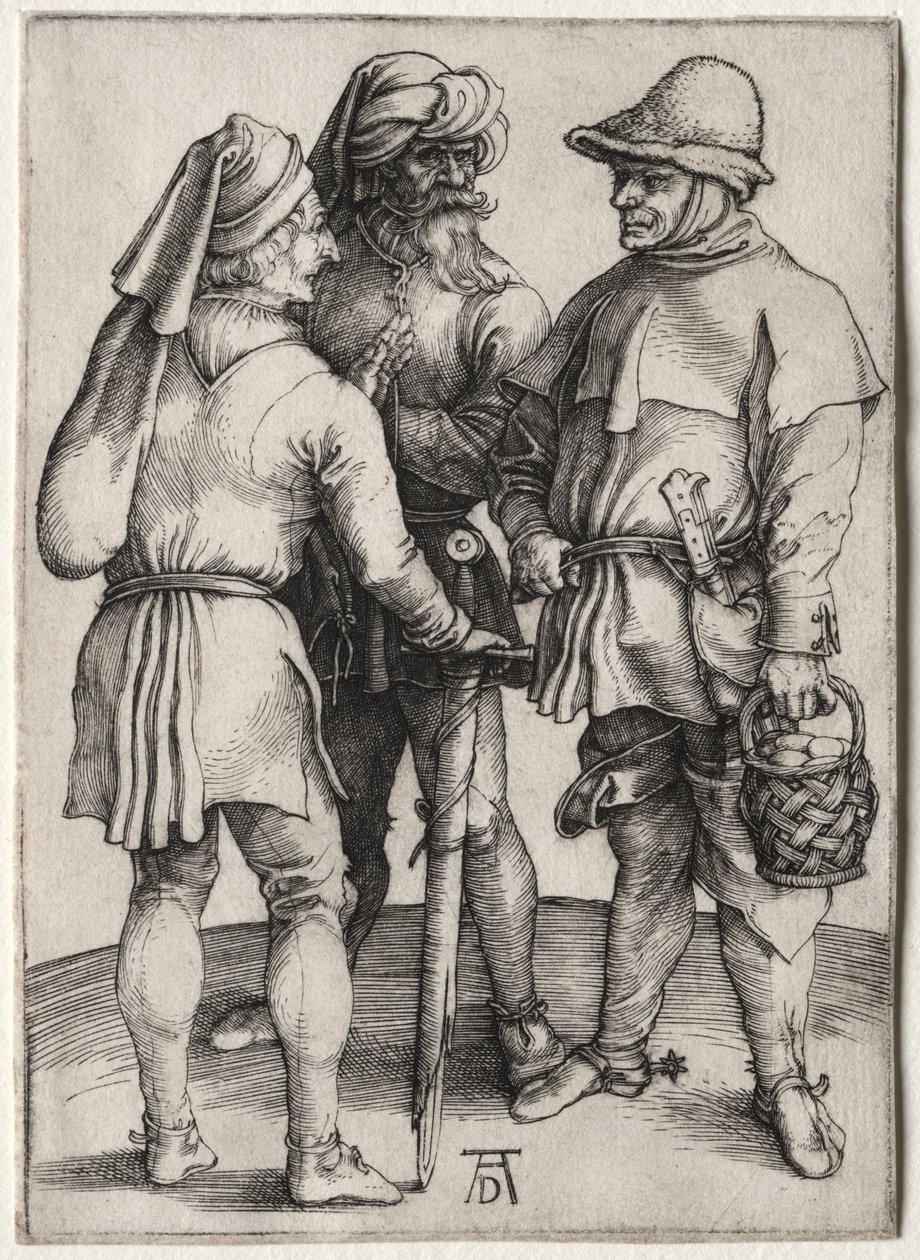 Trzej chłopi w rozmowie autorstwa Albrecht Dürer