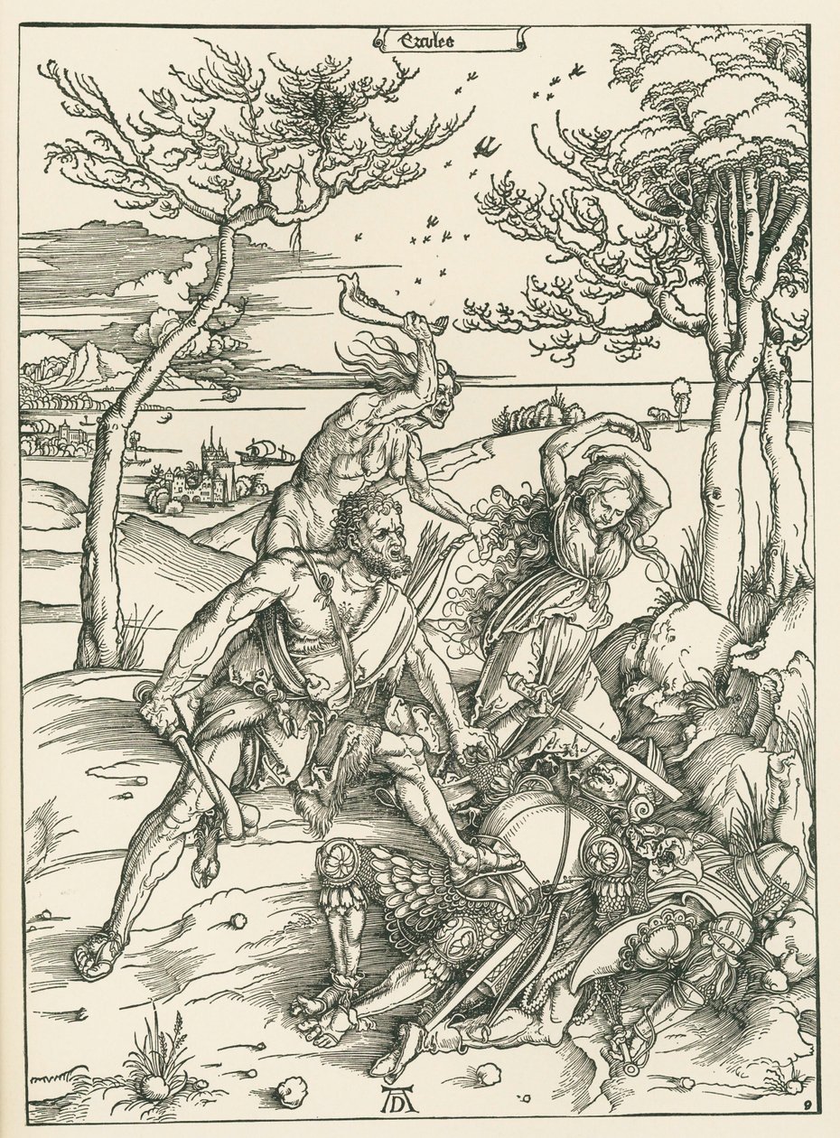 Ercules, ok. 1496 (drzeworyt) autorstwa Albrecht Dürer or Duerer