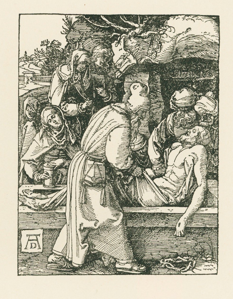 Złożenie do grobu, ok. 1509-10 (drzeworyt) autorstwa Albrecht Dürer or Duerer