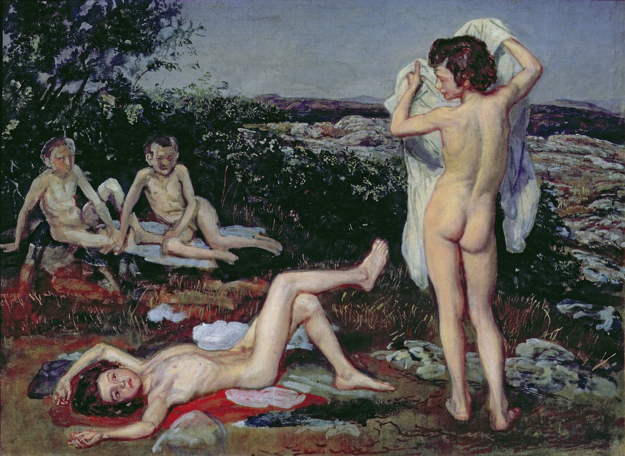 Czterech nagich chłopców, studium „Pojawienie się Chrystusa przed ludem”, 1840-50 autorstwa Aleksandr Andreevich Ivanov