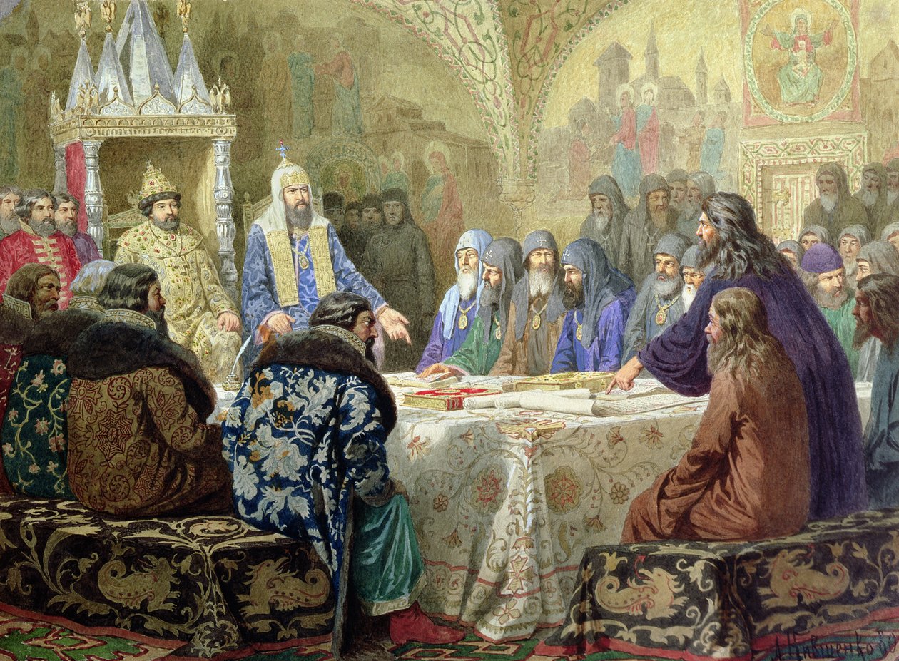 Sobór 1634: Początek opozycji kościelnej w Rosji, 1880 autorstwa Aleksei Danilovich Kivshenko