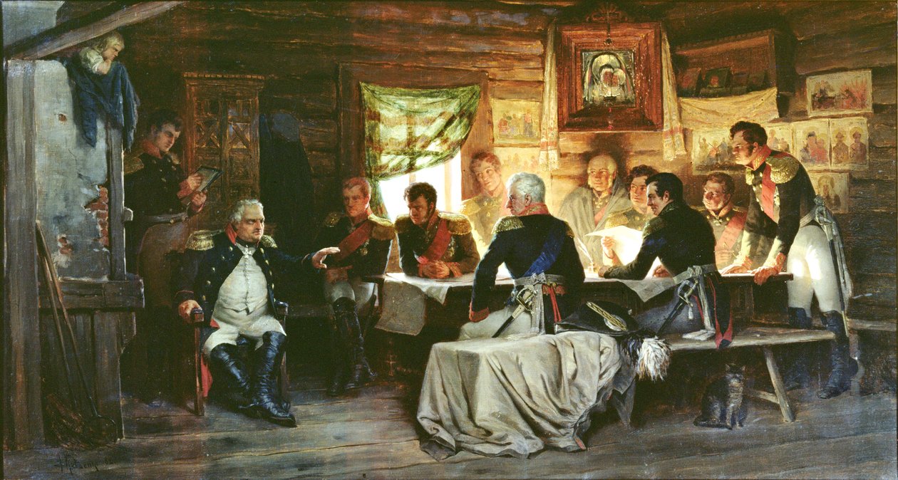 Rada wojenna w Fili w 1812 r., 1882 r. autorstwa Aleksei Danilovich Kivshenko