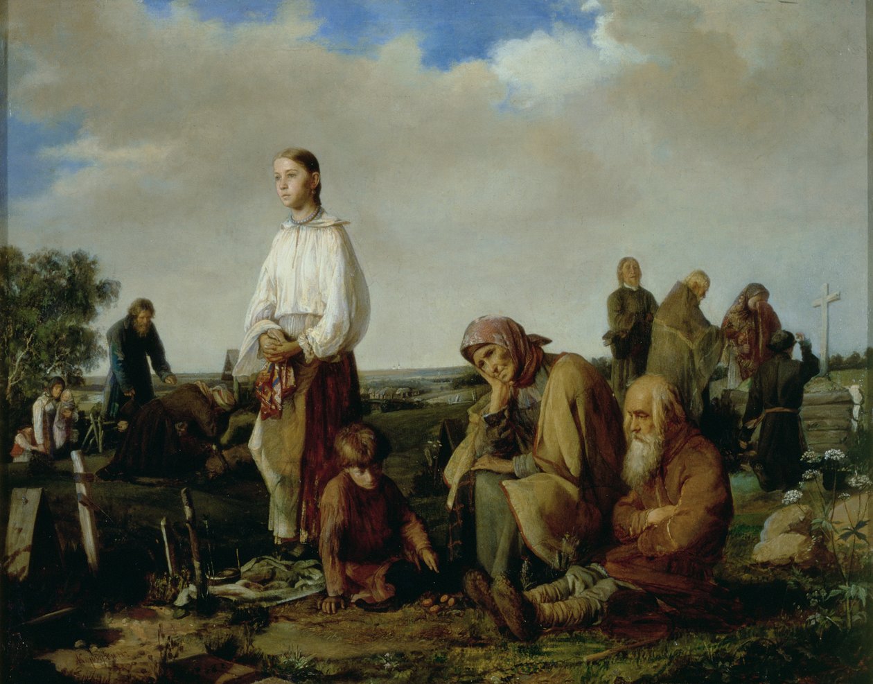 Pobudka na cmentarzu, 1865 autorstwa Aleksei Ivanovich Korzukhin