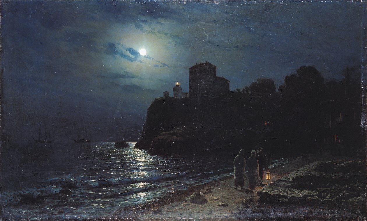 Нуурын ирмэг дээрх сарны гэрэл, 1870 он autorstwa Alexei Kondratjewitsch Sawrassow