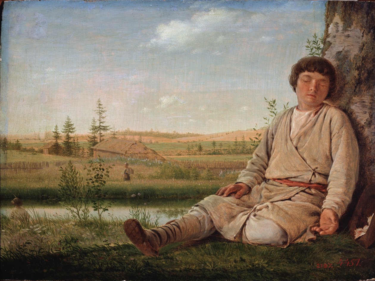 Śpiący pasterz, 1823 autorstwa Aleksei Gavrilovich Venetsianov