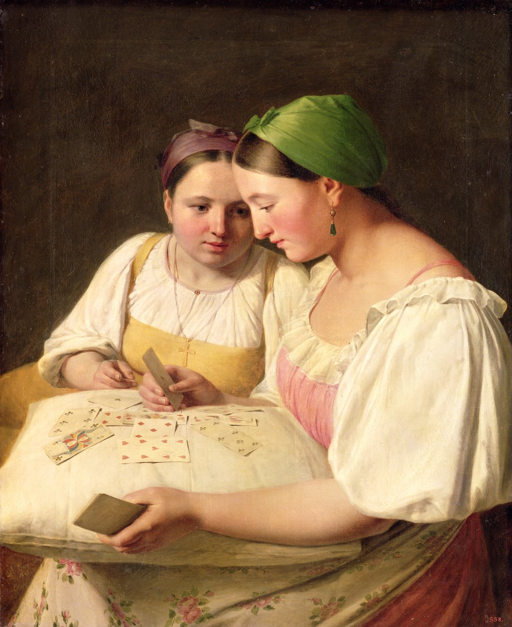 Wróżenie z fusów, 1842 autorstwa Aleksei Gavrilovich Venetsianov
