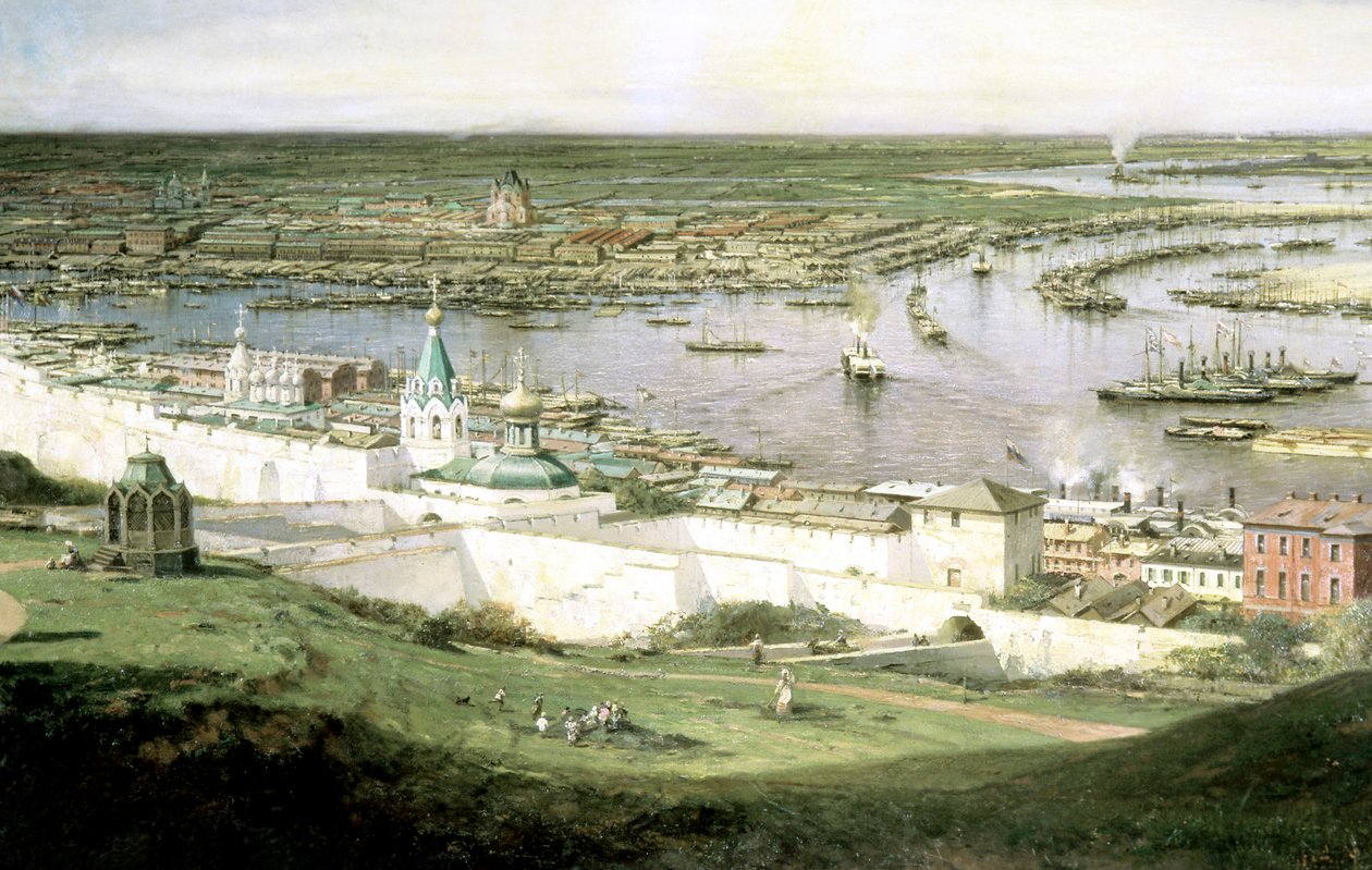 „Widok Niżnego Nowogrodu”, 1878 r. autorstwa Aleksey Bogolyubov