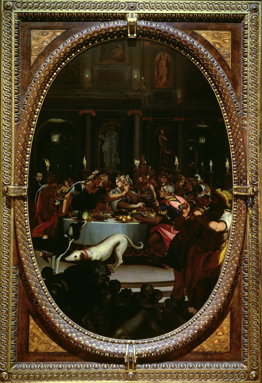 Bankiet Kleopatry, 1572 (łupek) autorstwa Alessandro Allori