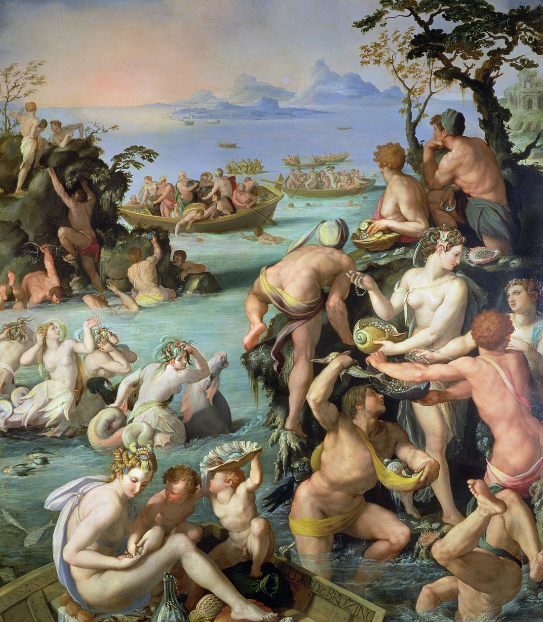 Poławiacze pereł, 1572 (łupek) autorstwa Alessandro Allori