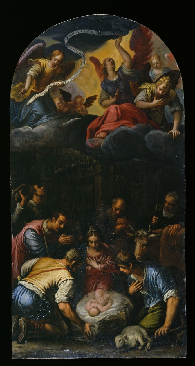 Adoracja pasterzy, ok. 1600-10 (olej na miedzi) autorstwa Alessandro Turchi