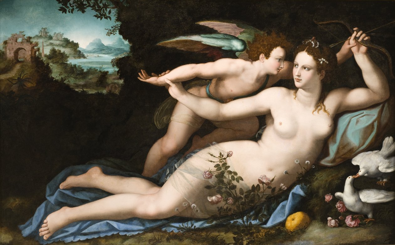 Wenus rozbraja Kupidyna autorstwa Alessandro Allori