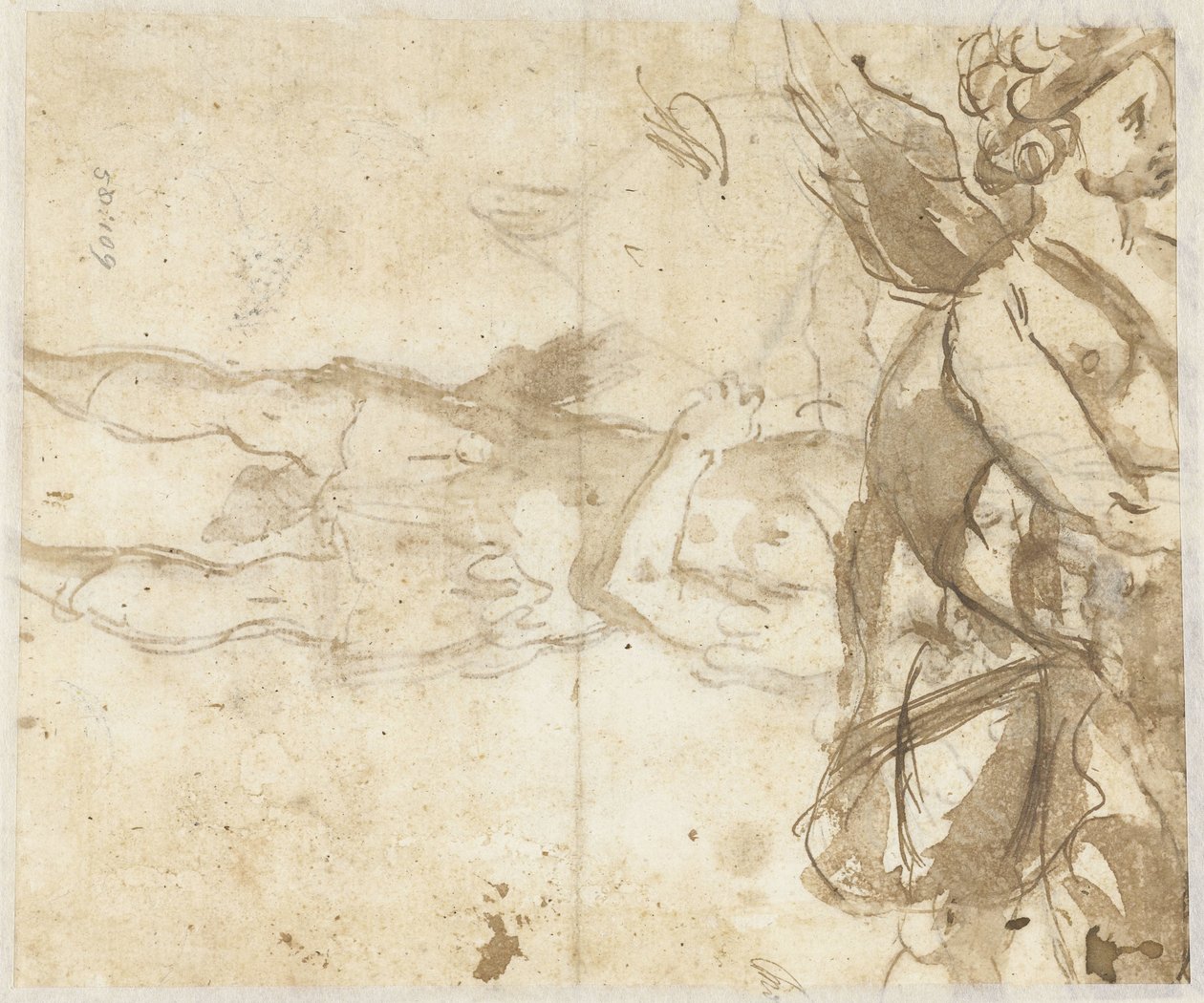 Stojący Amor, z kokardą autorstwa Alessandro Casolani (attributed to)