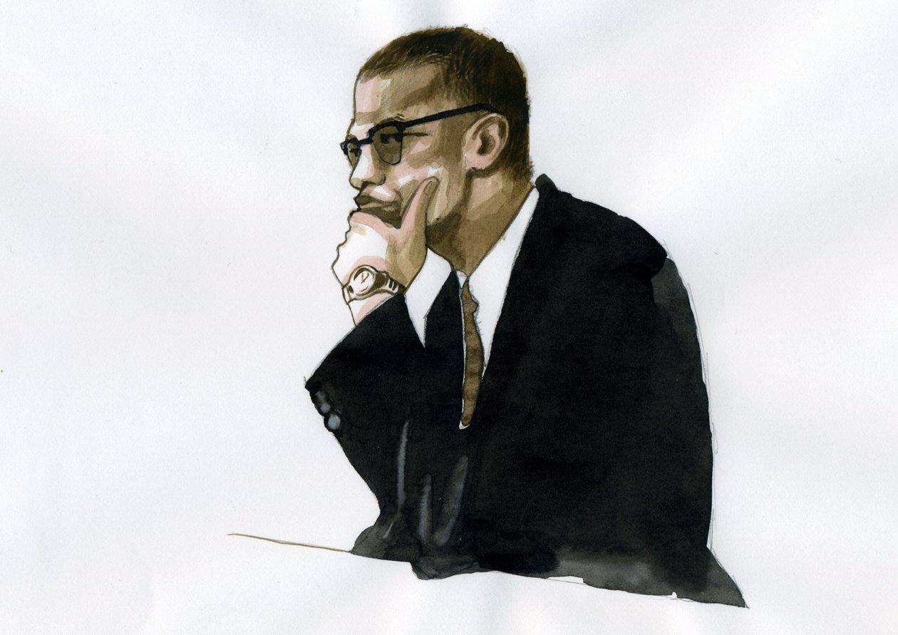 Malcolm X (1925-1965) afrikkalais-amerikkalainen aktivistipuola autorstwa Alessandro Lonati