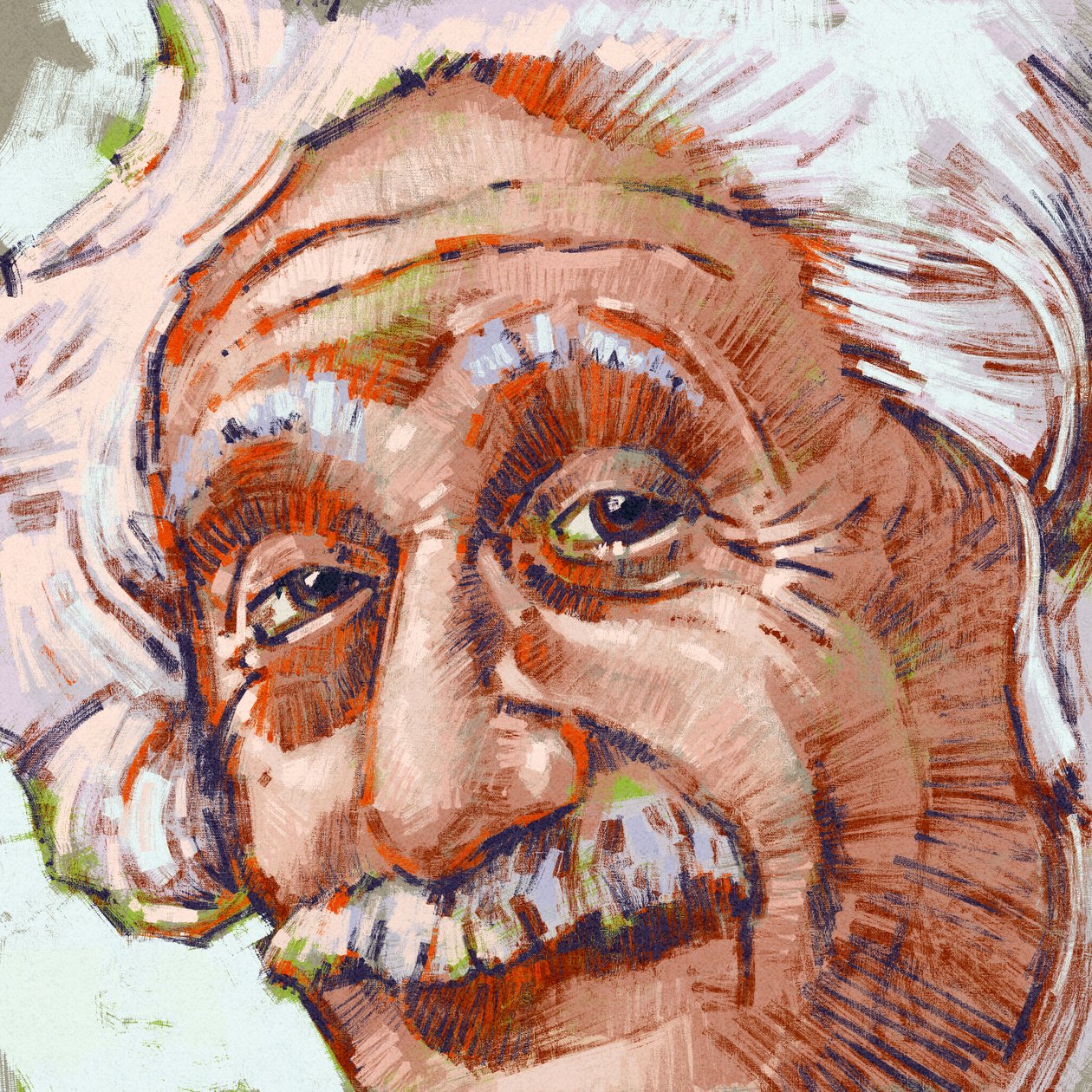 Portret naukowca Alberta Einsteina (ilustracja) autorstwa Alessandro Lonati