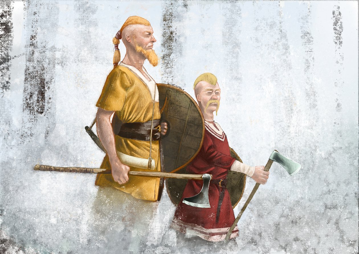 Wikingowie w lesie mgły autorstwa Alessandro Lonati
