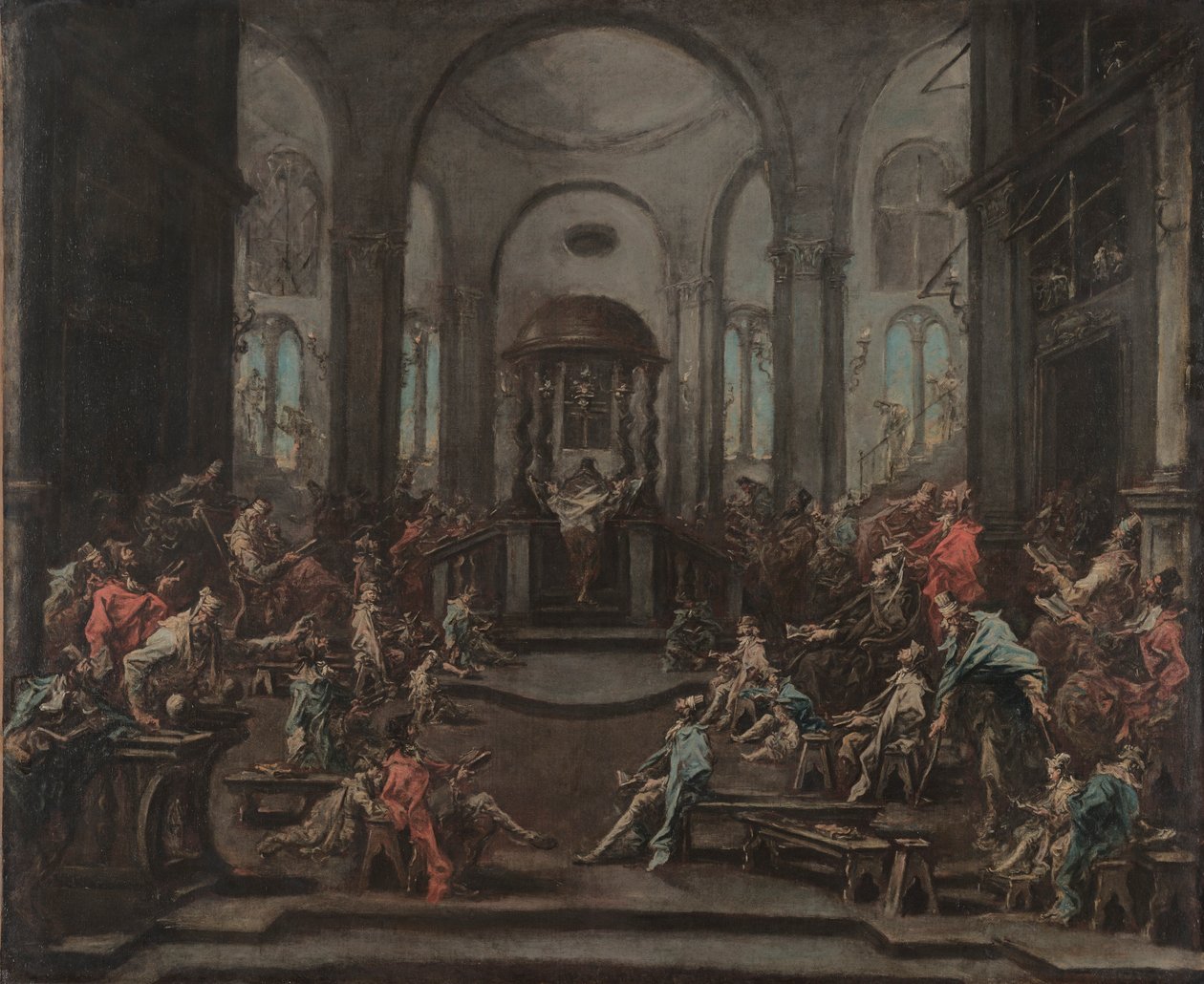 Wnętrze synagogi, ok. 1900 r. 1725-1735. autorstwa Alessandro Magnasco