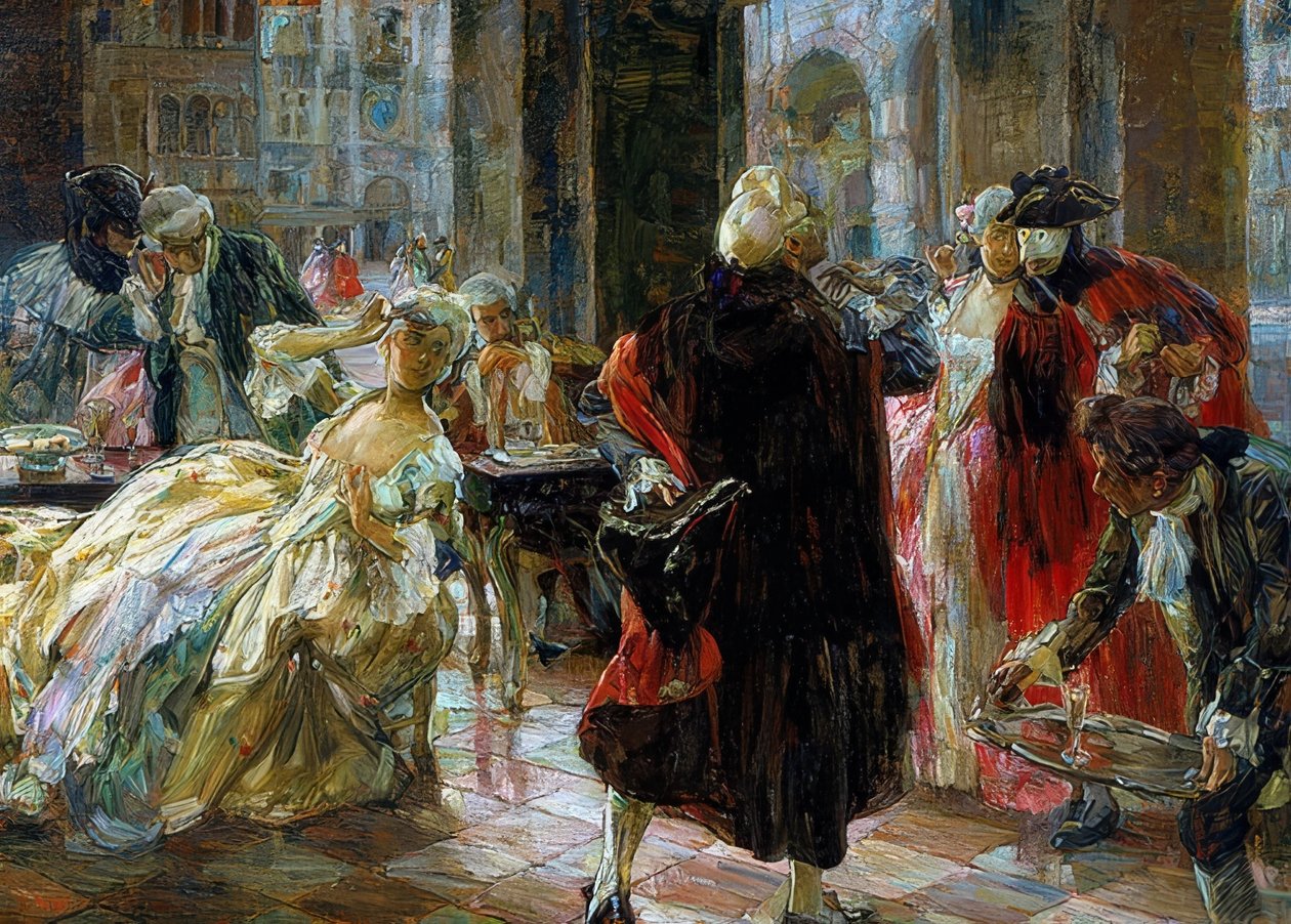 Kawiarnia Florian w XVIII wieku autorstwa Alessandro Milesi