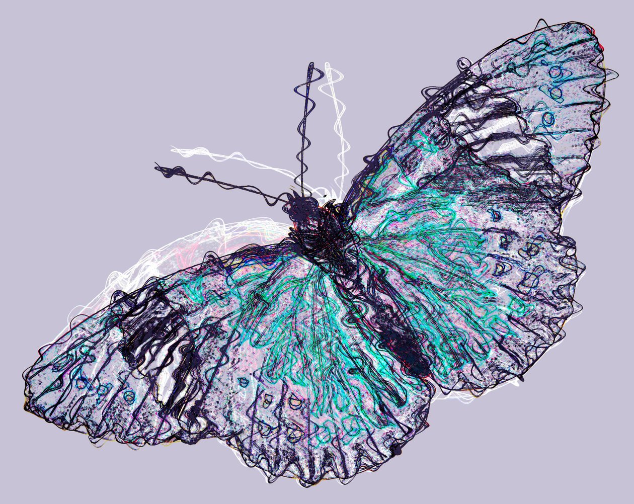 motyl 7,2020, (media mieszane) autorstwa Alex Caminker