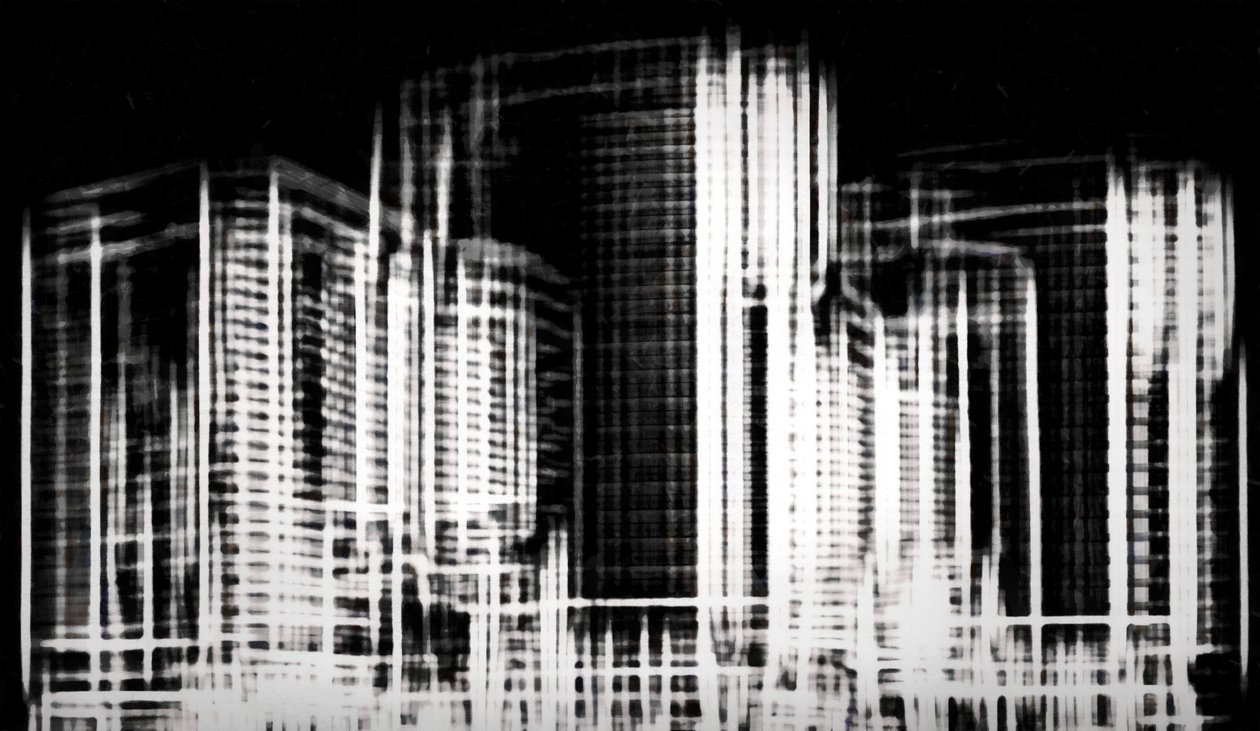 fragment Miasta #3,2019,)media mieszane) autorstwa Alex Caminker