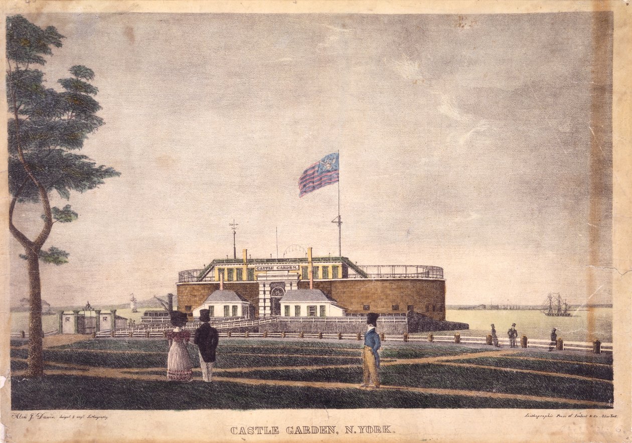 Castle Garden, Nowy Jork, ok. 1825-1835 autorstwa Alexander Jackson Davis