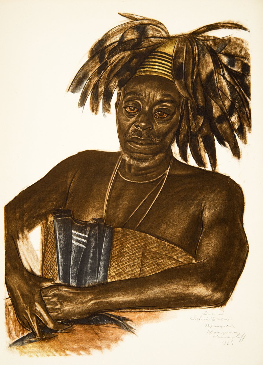 Boemi, Chef Avungura (Niangara) (haut Ouelle), z Rysunku i Malarstwa Afryki, wykonany podczas wyprawy Citroen Centre Afrique, druga misja Haardt Audouin-Dubreuil, wyd. Paryż, 1927 ( autorstwa Alexander Yakovlev