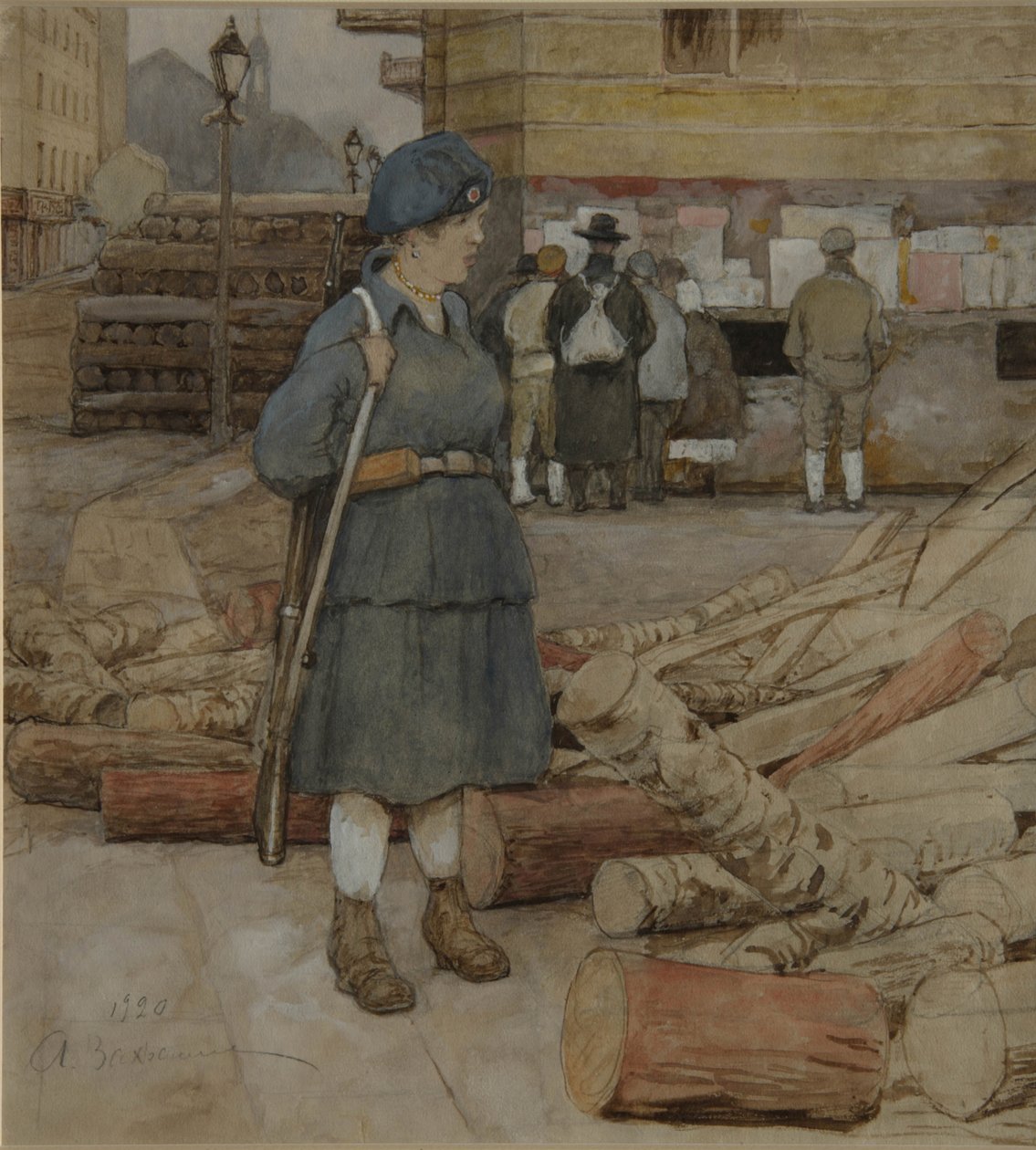 Kobieta z milicji, 1920 autorstwa Alexander Ivanovich Vakhrameyev