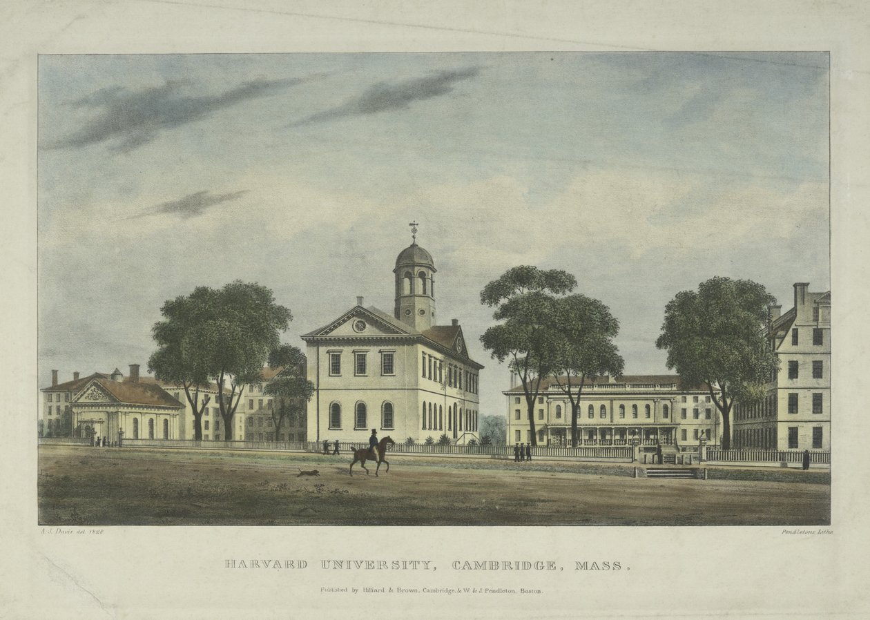 Uniwersytet Harvarda, Cambridge, Massachusetts, 1828 r. autorstwa Alexander Jackson Davis